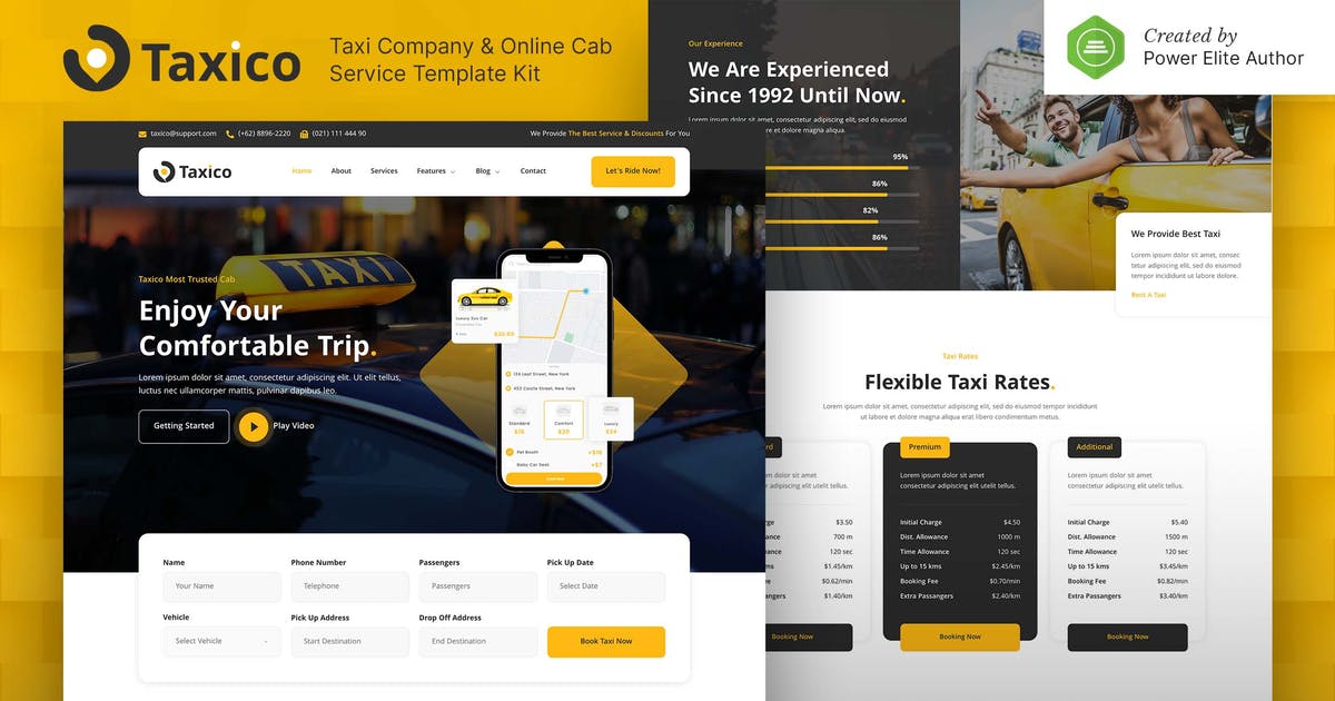 Taxico – Taxi Company & Online Cab Service Elementor Template Kit
