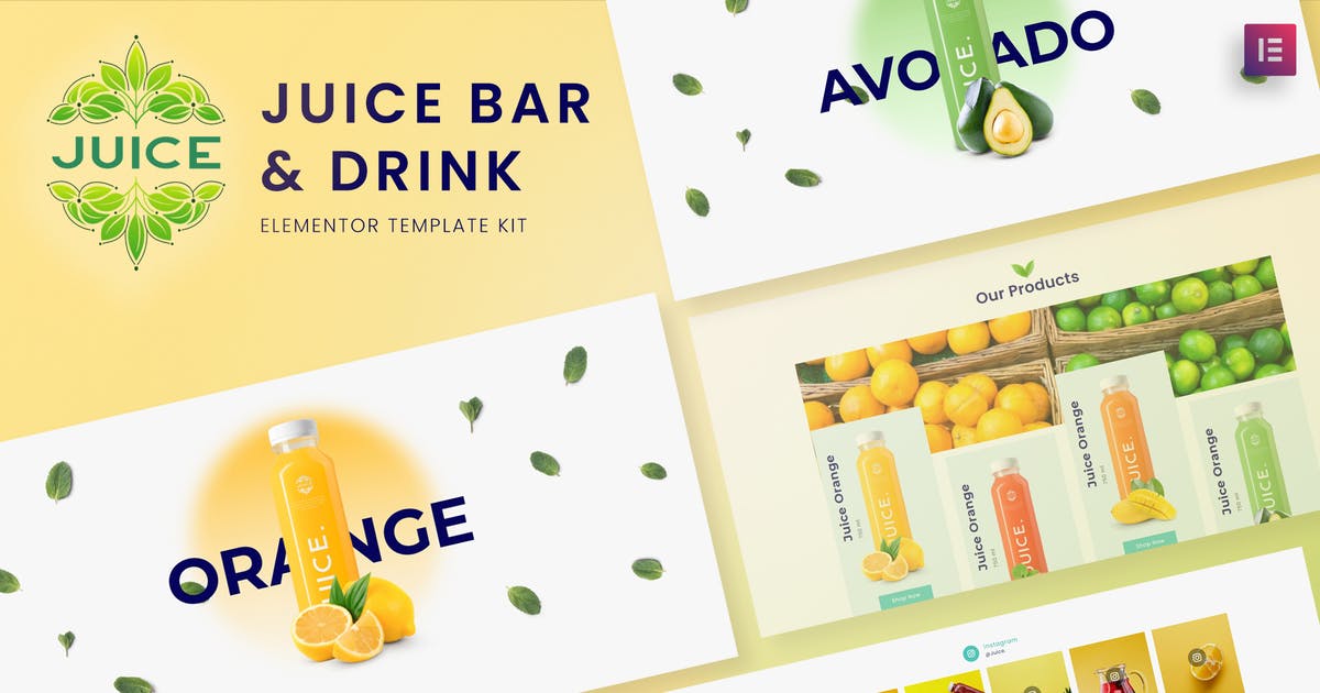 Juice Bar & Drink Elementor Template Kit