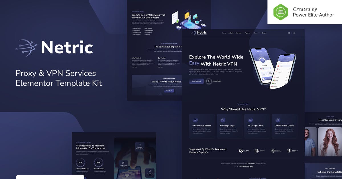 Netric â Proxy & VPN Services Elementor Template Kit --v1.0.0