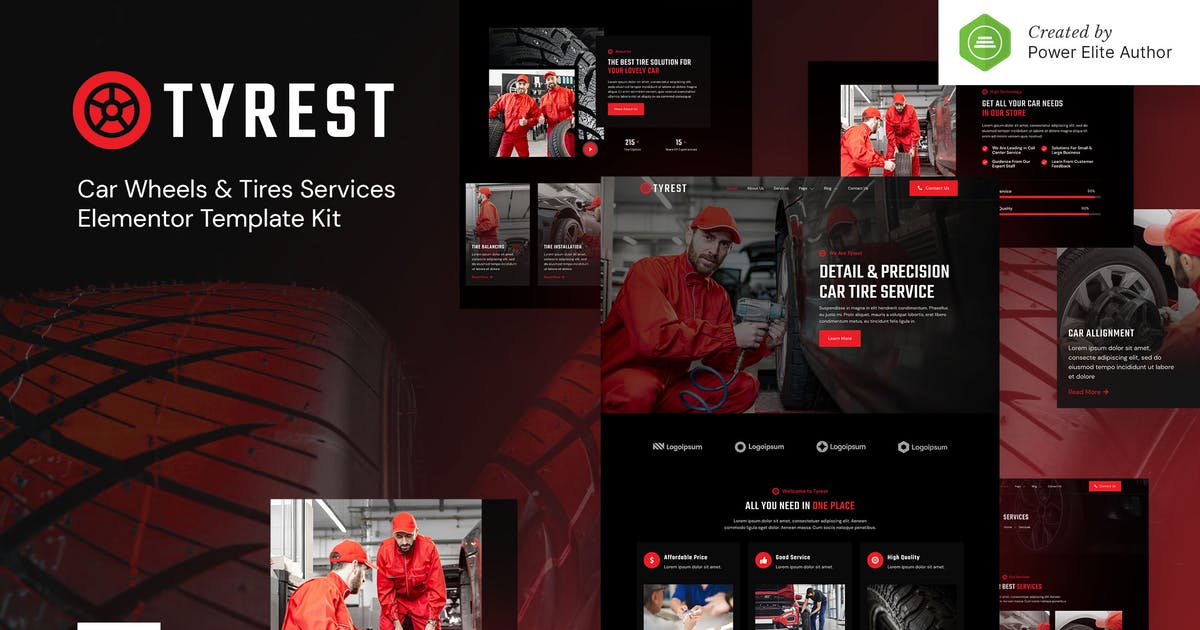 Tyrest â Car Tire & Wheel Service Elementor Template Ki