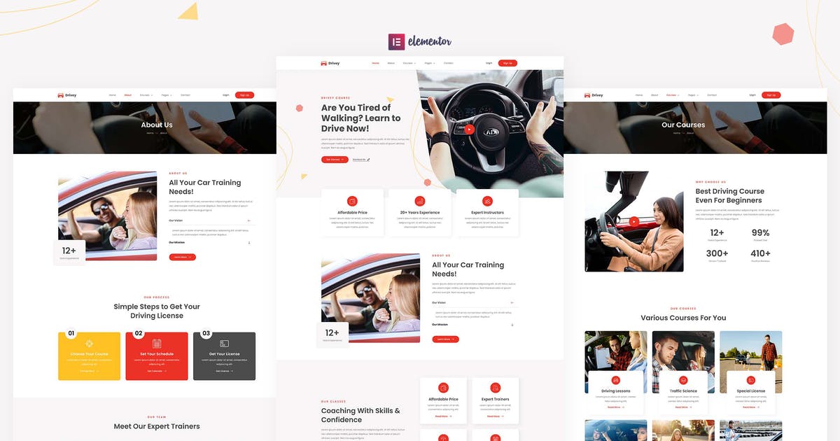 Drivey – Car Driving Course Elementor Template Kit 