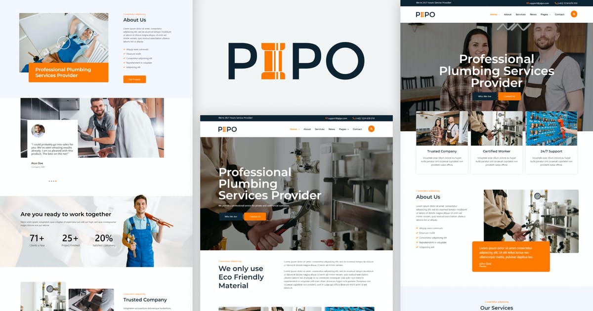 Pipo – Plumber Services Elementor Template Kit