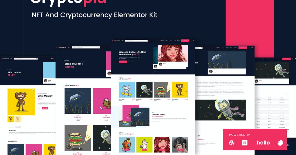 Cryptopia – NFT Crypto Sales Elementor Templat