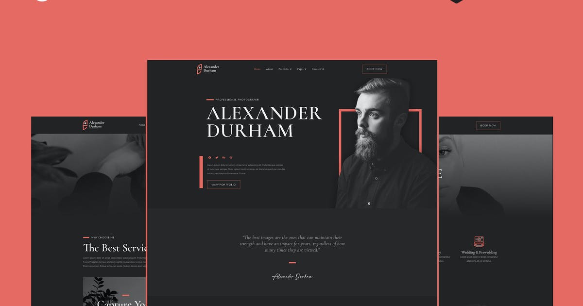 Alexander Durham – Portfolio Photography Elementor Pro Full Site Template Kit --v1.2
