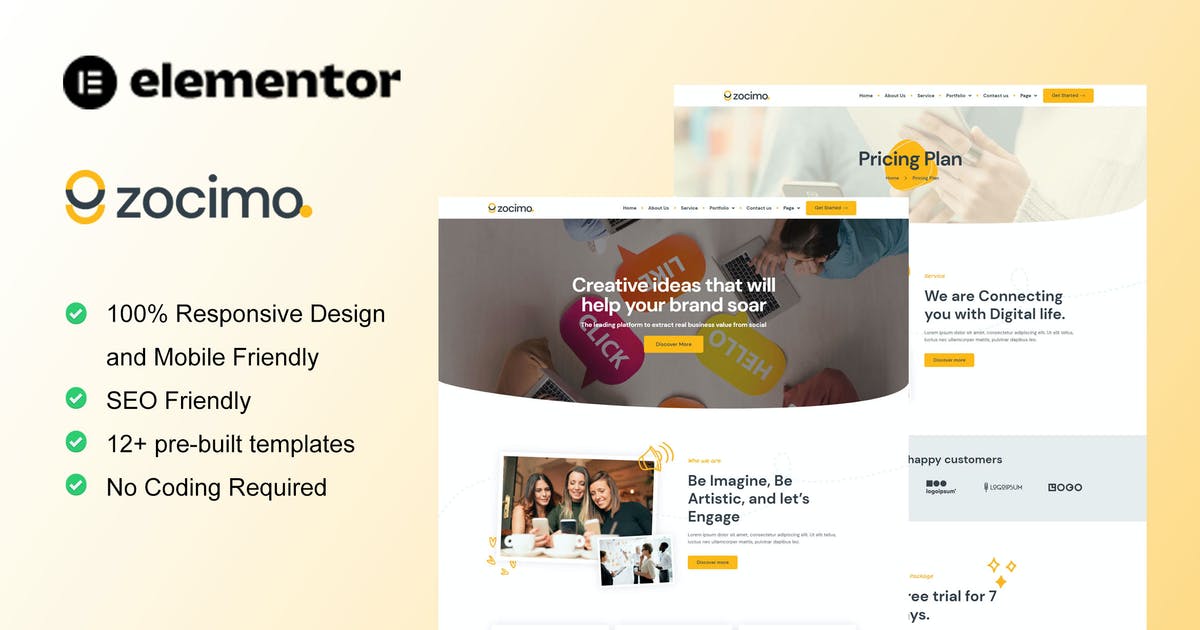 Zocimo – Social Media Marketing Agency Elementor Template Kit