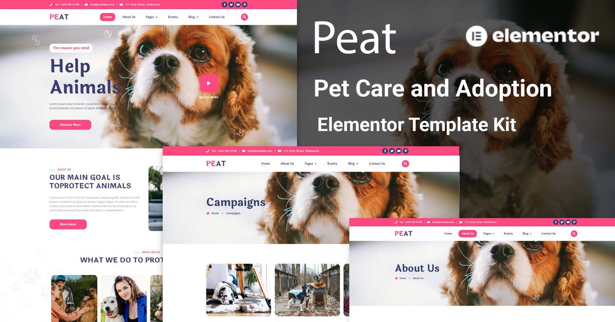 Peat – Pet Care & Adoption Elementor Template Kit