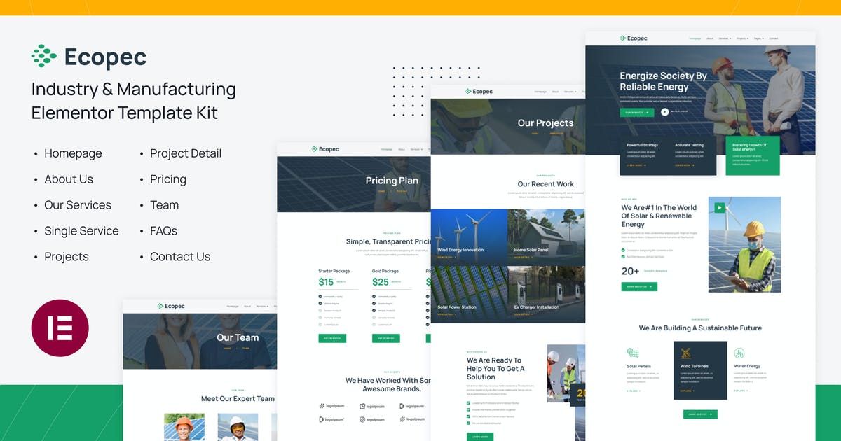 Ecopec | Solar & Renewable Energy Elementor Template Kit