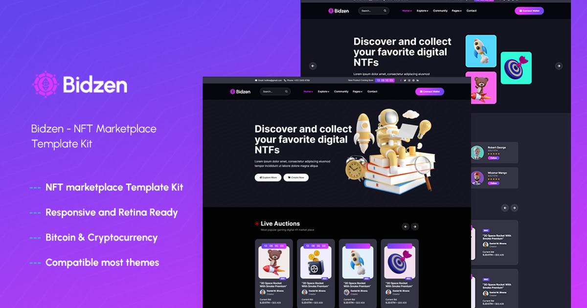 Bidzen â NFT Marketplace Elementor Template Kit --v1.0.0