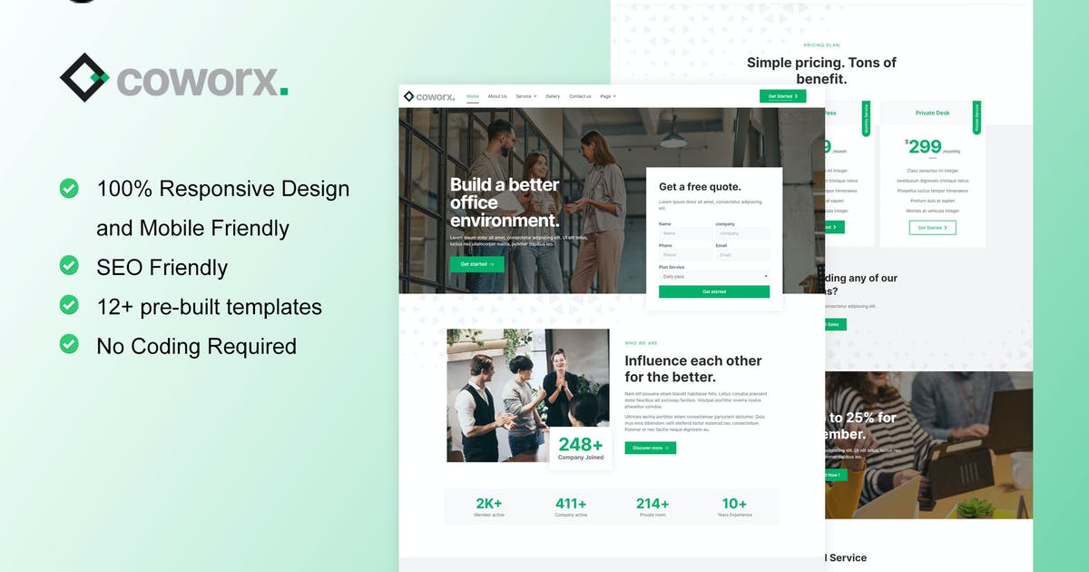 Coworx – Coworking Space & Virtual Office Elementor Template Kit