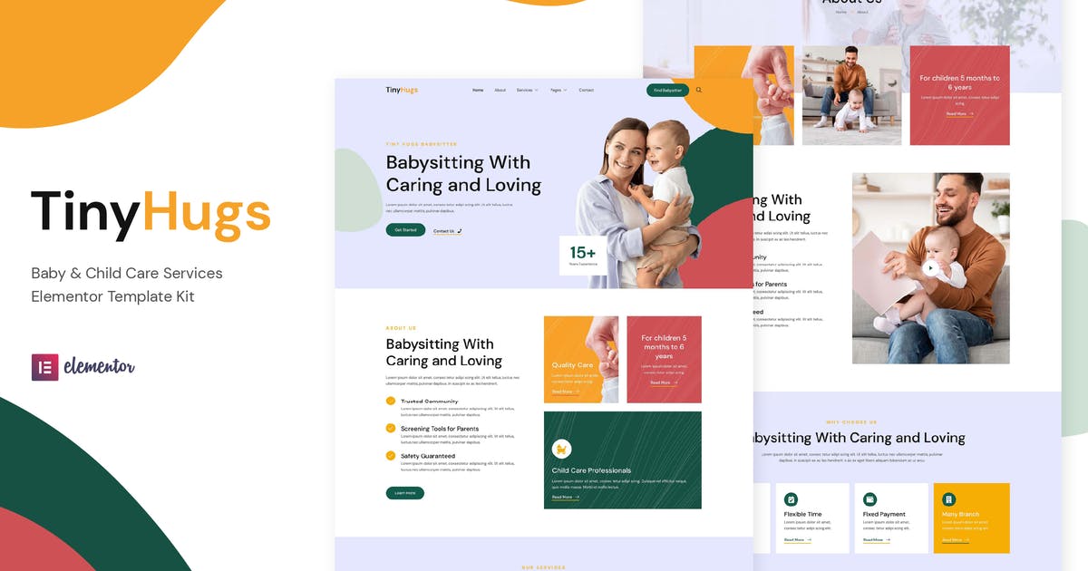 Tiny Hugs – Baby & Child Care Services Elementor Template Kit