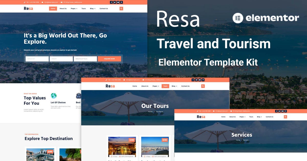 Resa – Travel & Tourism Elementor Template Kit --v1.0.0