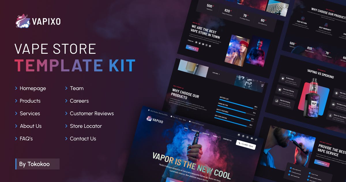 Vapixo | Vape Store Elementor Pro Template Kit --v1.0.1