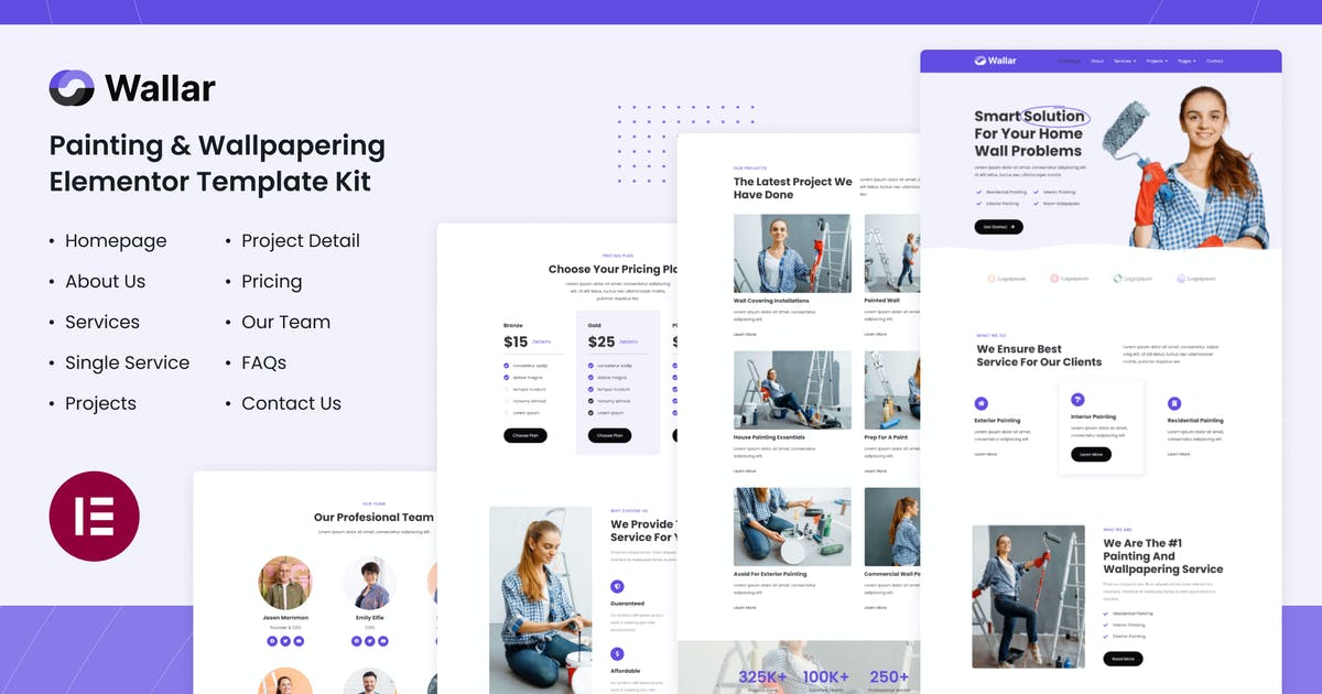 Wallar | Painting & Wallpapering Service Elementor Template Kit