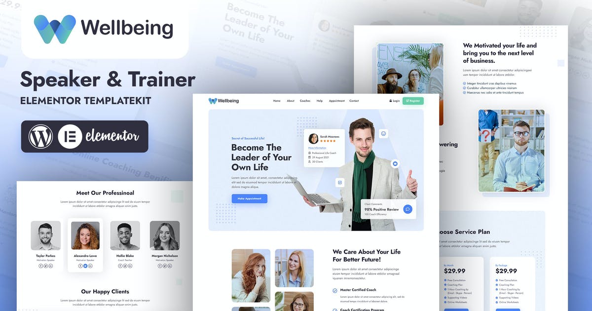 Wellbeing | Speaker & Trainer Elementor Template Kit