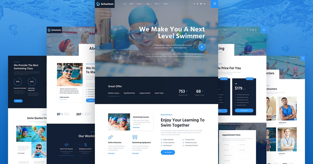 Schwimm - Swimming School & Course Elementor Template Kit