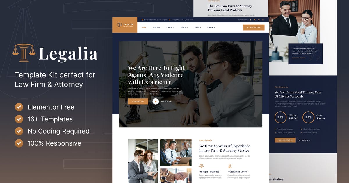 Legalia – Lawyer & Attorney Elementor Template Kit