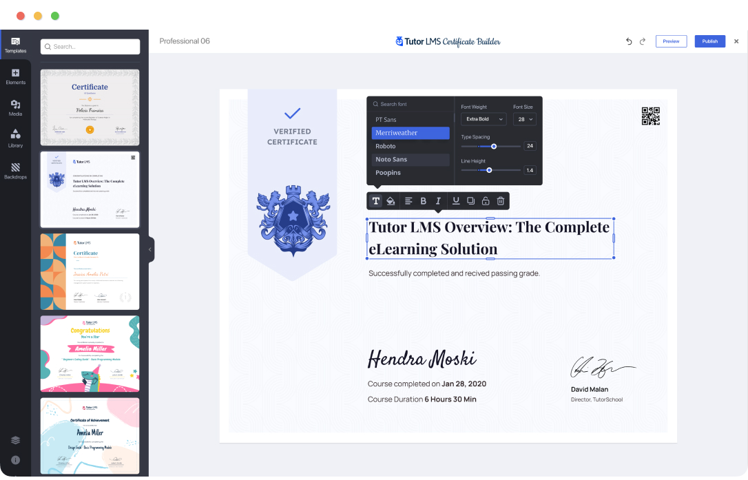 Themeum | Tutor LMS Certificate Builder