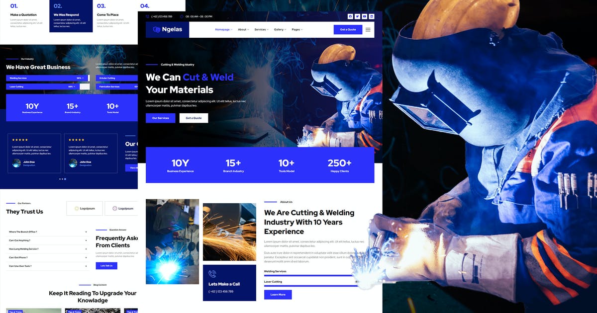 Ngelas – Welding & Cutting Services Elementor Template Kit