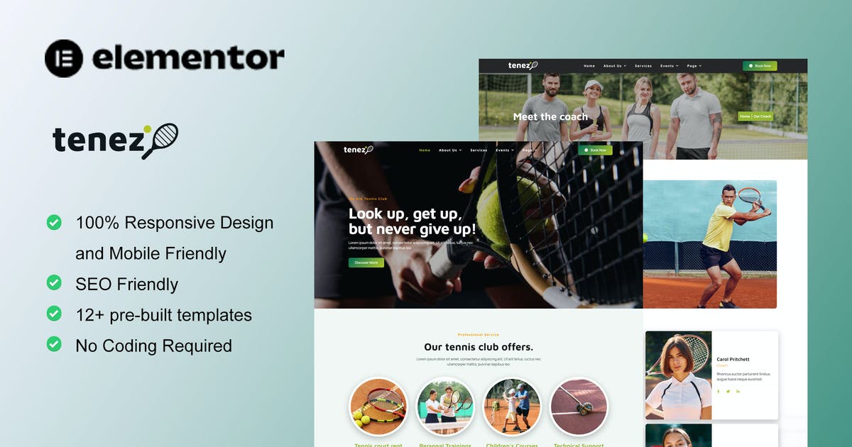 Tenez – Tennis School & Club Elementor Template Kit