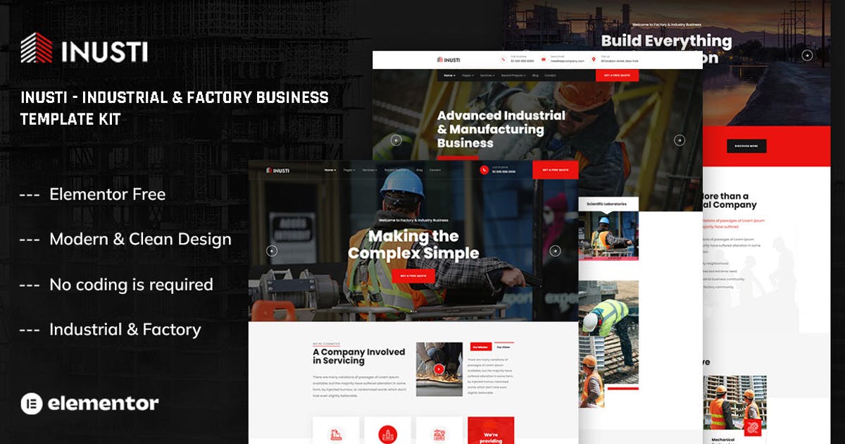 Inusti – Industrial & Factory Business Elementor Template Kit