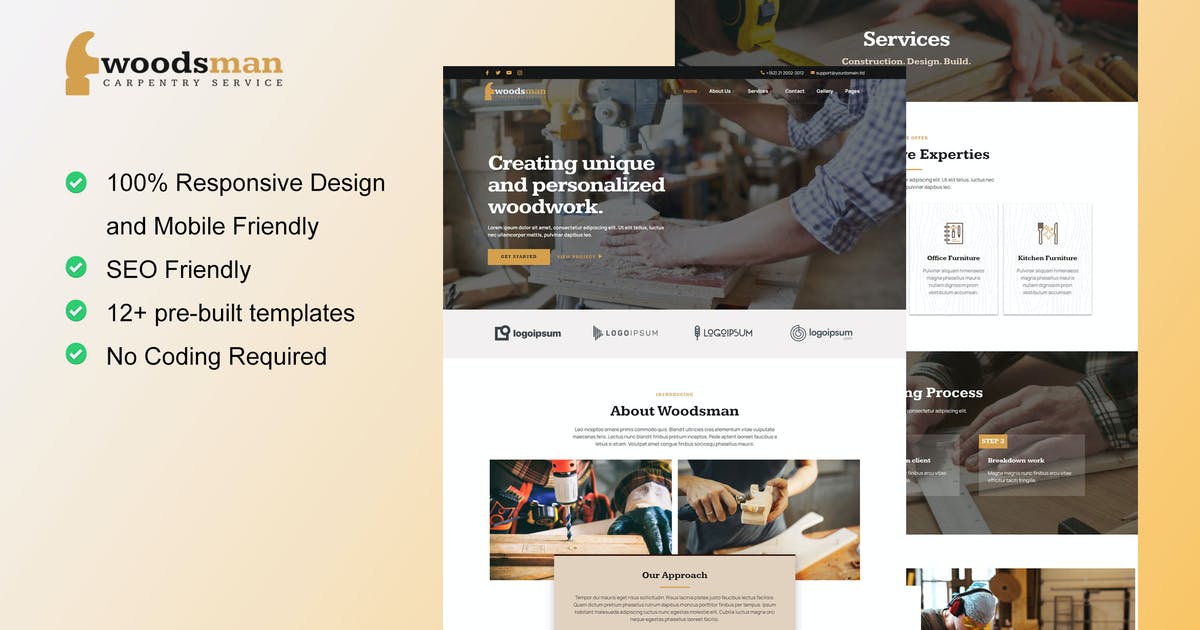 Woodsman – Carpenter & Craftsman Elementor Template Kit
