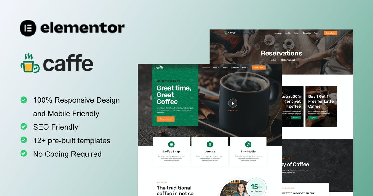 Caffe – Coffee Shop & Cafe Elementor Template Kit