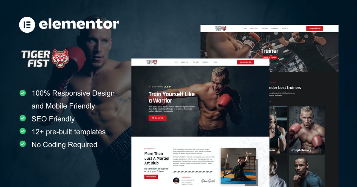 TigerFist – Martial Arts Elementor Template Kit