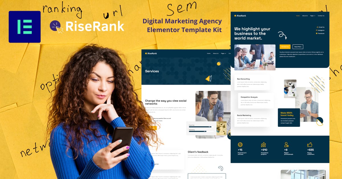 Riserank – Digital Marketing Agency Elementor Template Kit