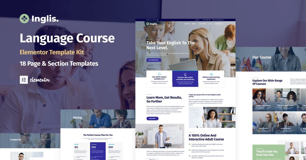 Inglis – Language Course WordPress Elementor Template Kit
