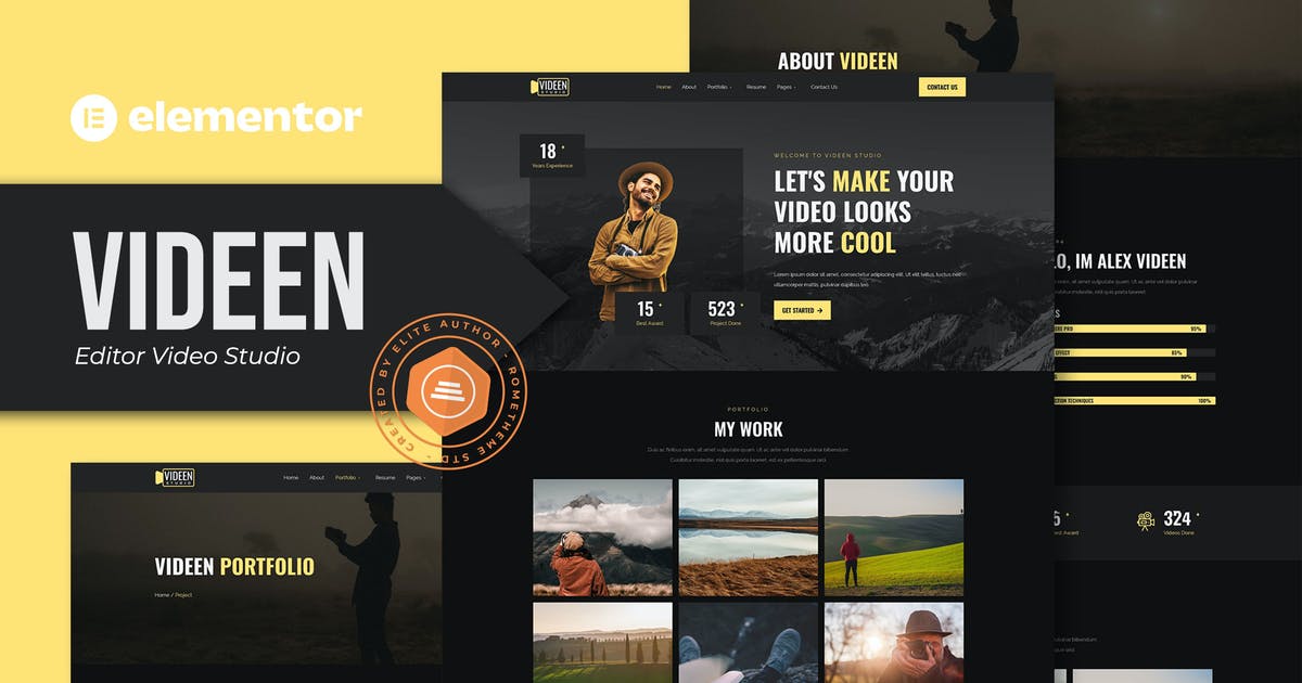 Videen – Video Editor Studio Elementor Template Kit