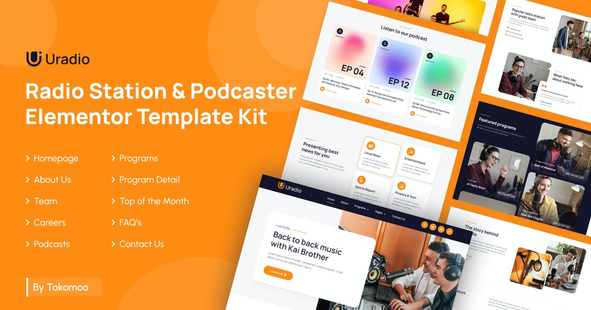 Uradio | Radio Station & Podcaster Elementor Template Kit