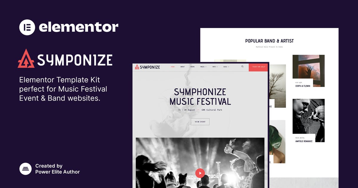 Symphonize - Music Festival Event & Band Elementor Template Kit