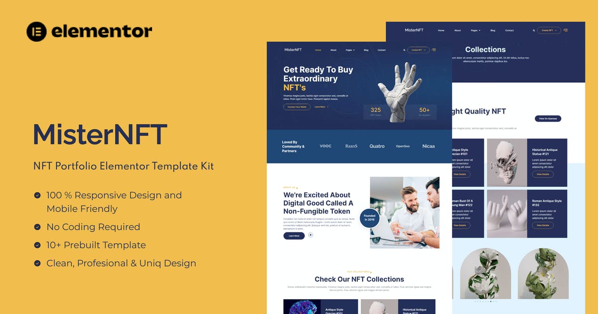 MisterNFT – NFT Portfolio Elementor Template Kit