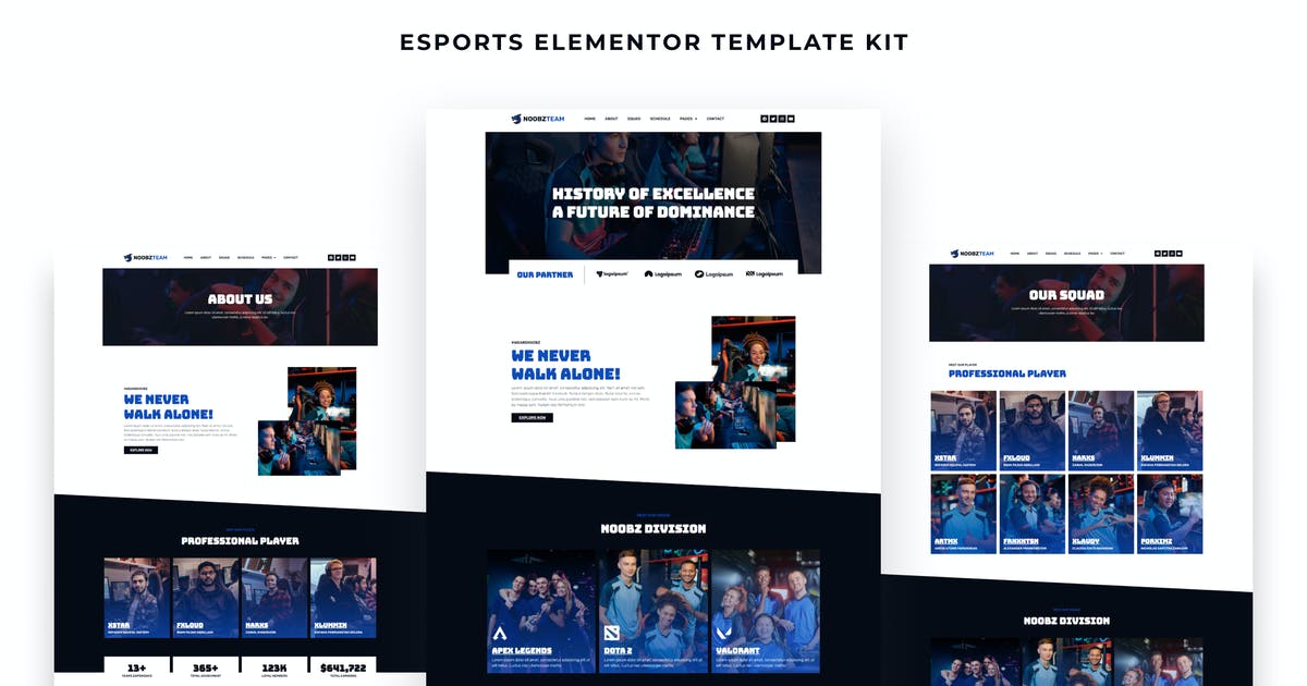 Noobz – E-sports Elementor Template Kit