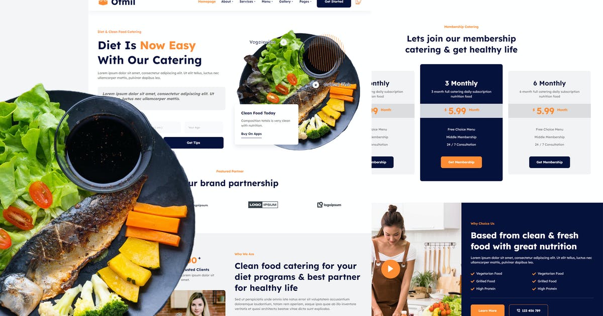 Otmil – Diet & Clean Food Catering Services Elementor Template Kit