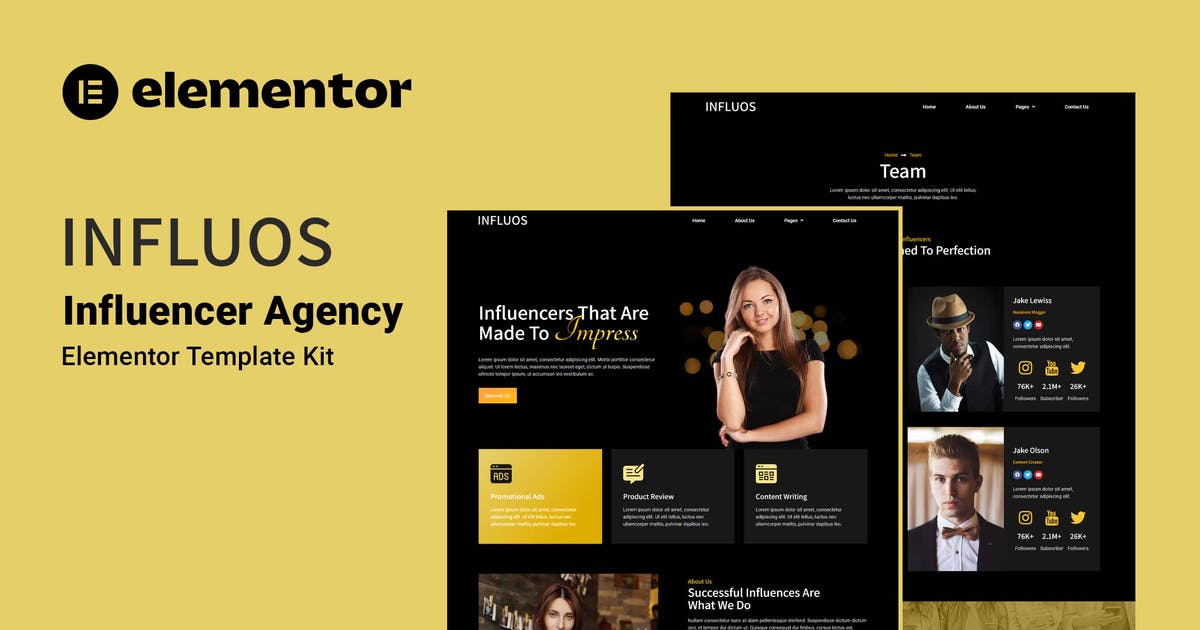 Influos – Influencer Agency Elementor Template Kit