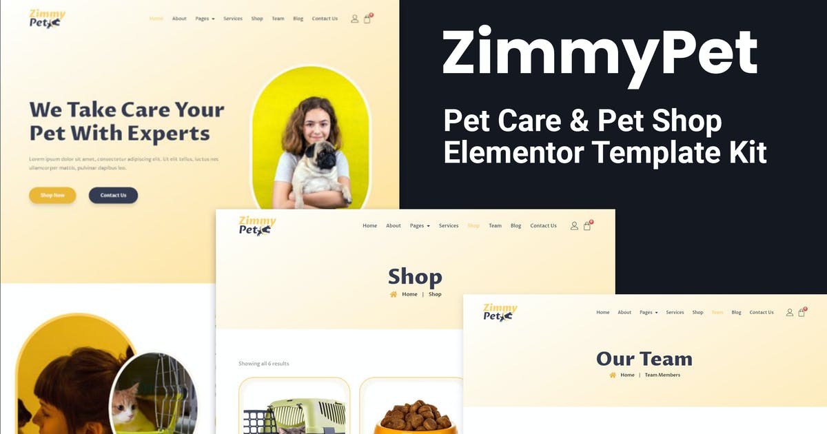 ZimmyPet – Pet Care & Store Elementor Template Kit