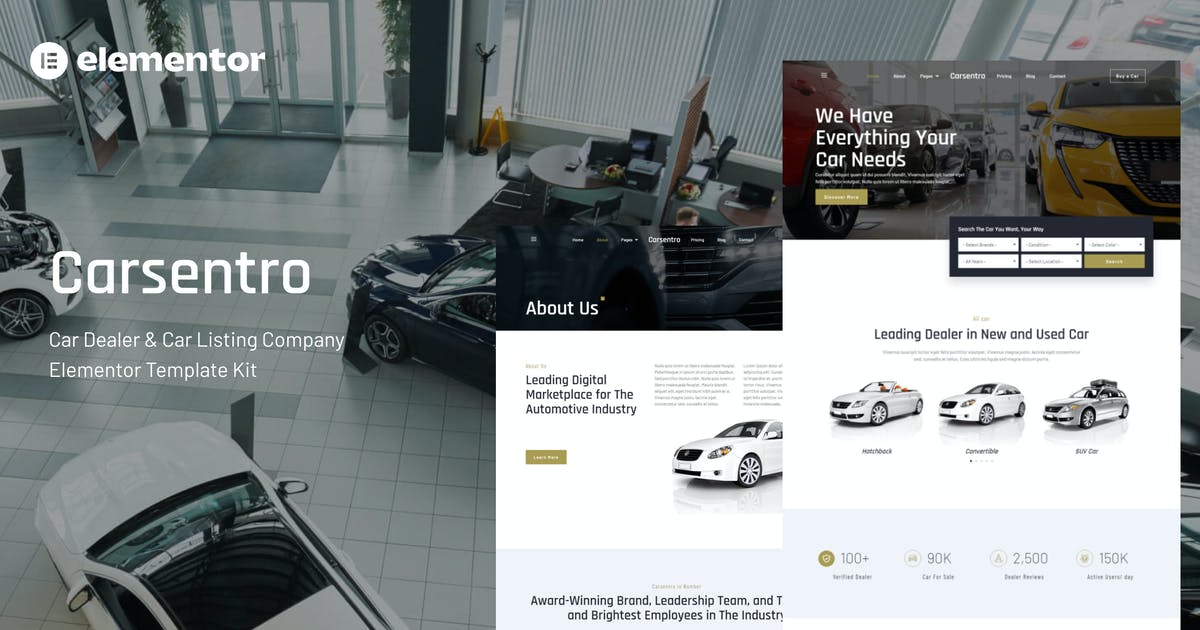 Carsentro – Car Dealer & Listing Company Elementor Template Kit