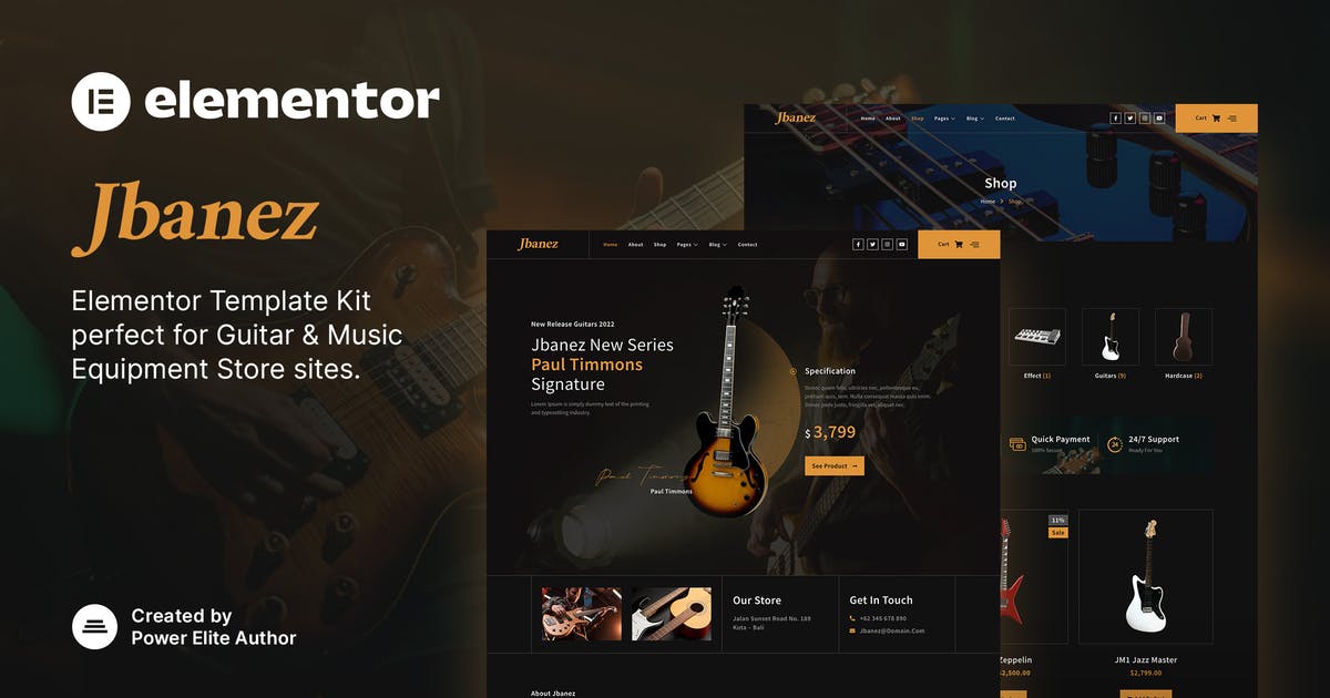 Jbanez - Guitar & Music Equipment Store Elementor Template Kit