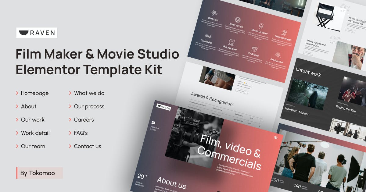 Raven | Film Maker & Movie Studio Elementor Template Kit
