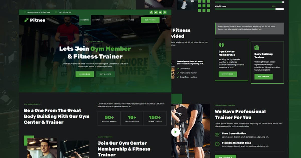 Pitnes – Gym Center & Fitness Training Elementor Template Kit
