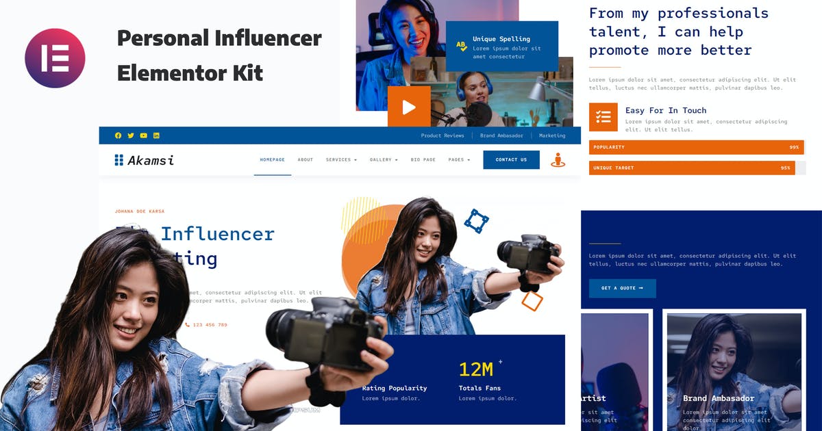 Akamsi – Personal Influencer Elementor Template Kit