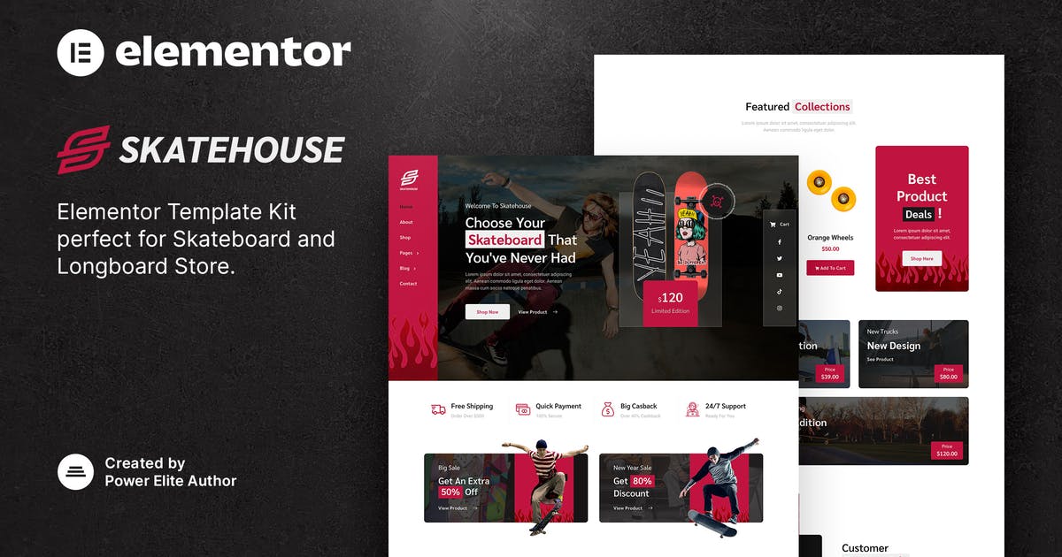 Skatehouse - Skateboard & Extreme Sport Shop Elementor Template Kit