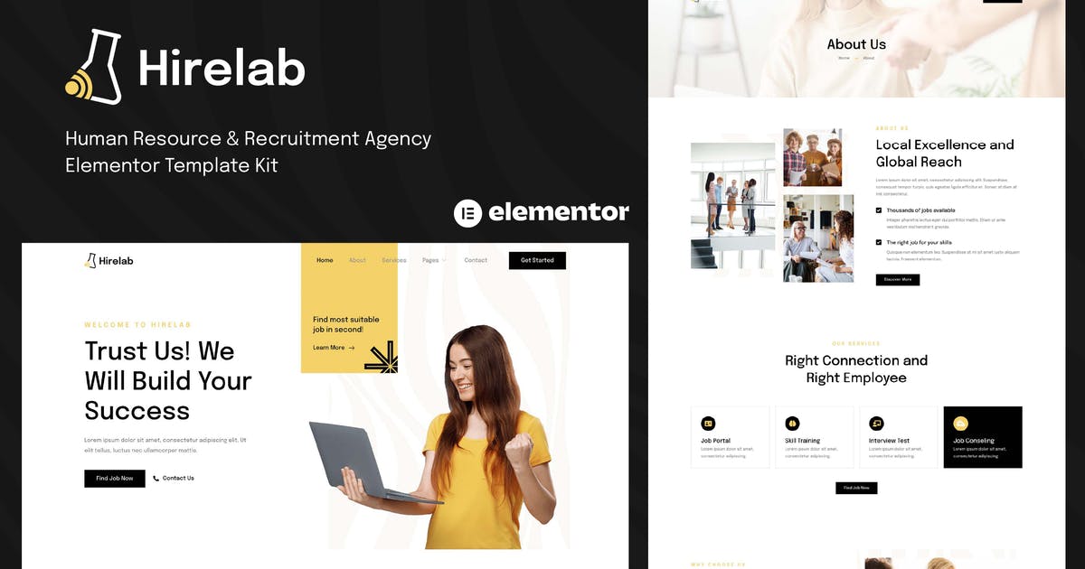 Hirelab – Human Resource & Recruitment Agency Elementor Template Kit