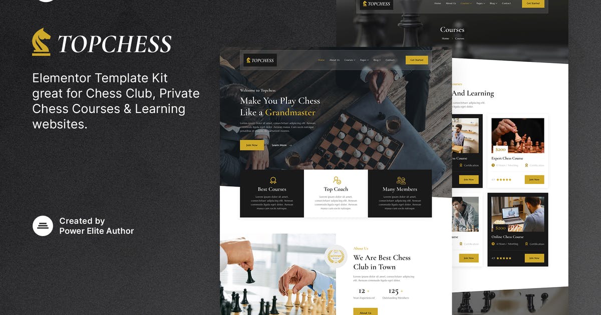 Topchess - Chess Club Courses & Training Elementor Template Kit