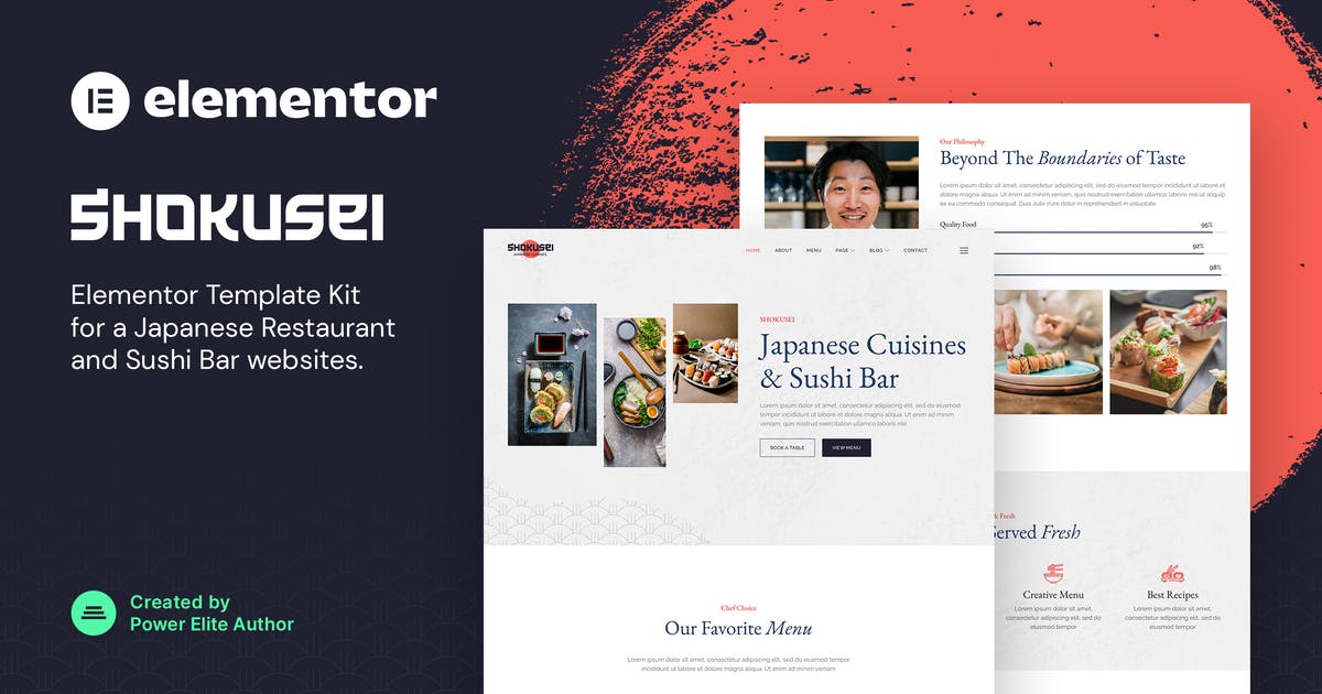 Shokusei - Japanese Restaurant & Sushi Bar Elementor Template Kit