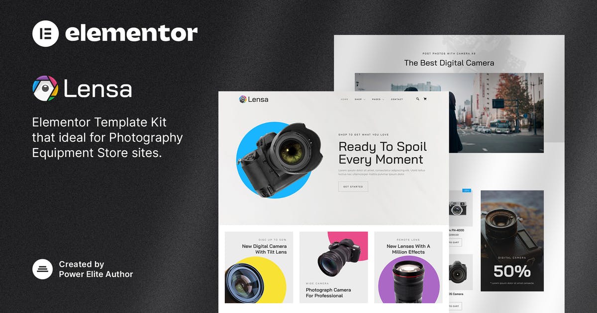 Lensa - Camera & Photography Equipment Store Elementor Template Kit