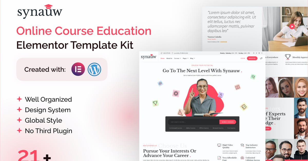 Synauw Online Course Education Elementor Template Kit
