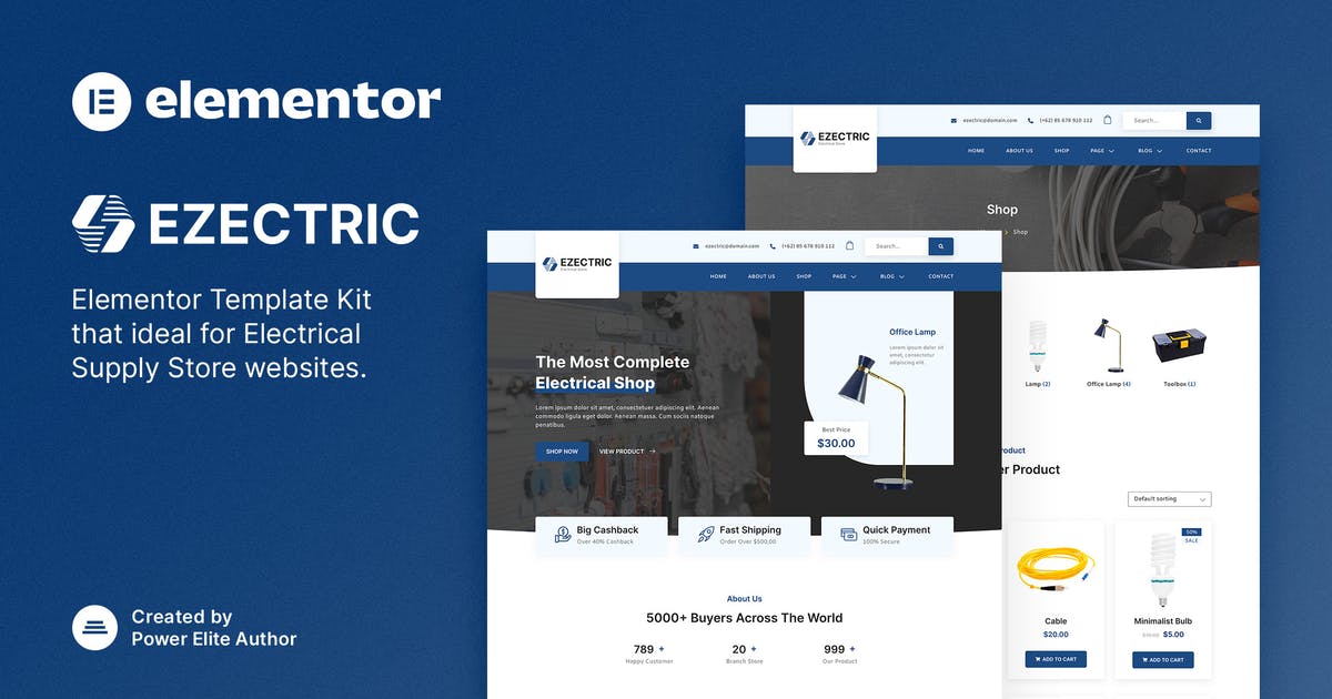 Ezectric - Electrical Supply Store Elementor Template Kit