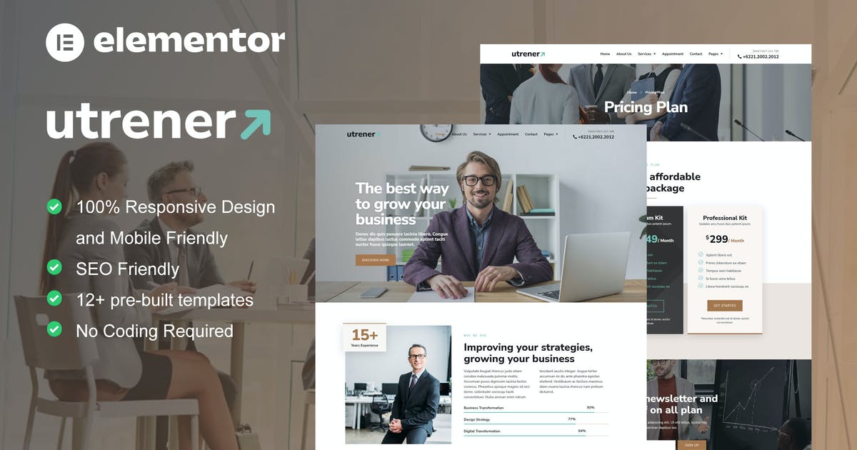 Utrener – Business Coach Elementor Pro Template Kit